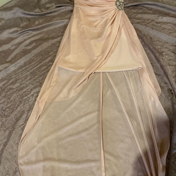Pink shimmer high low strapless dress - Picture 4 of 5